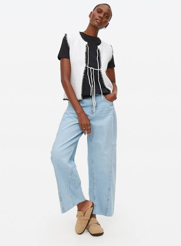 Light Wash Relaxed Denim Barrel Leg Jeans 14S